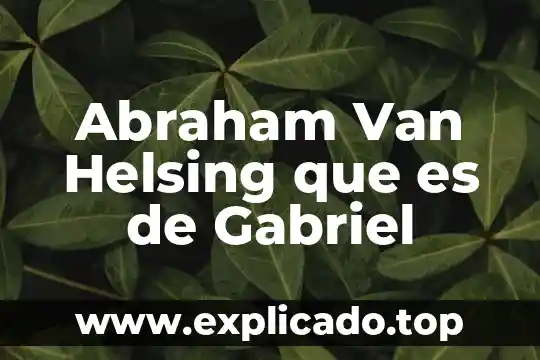 Que es congestión visceral generalizada causas 4 Abraham Van Helsing que es de Gabriel