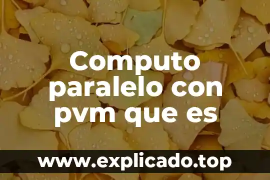 Qué es el cómputo universal y móvil 4 Computo paralelo con pvm que es