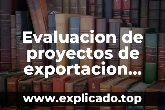 Que es una evaluacion de examen 4 Evaluacion de proyectos de exportacion que es