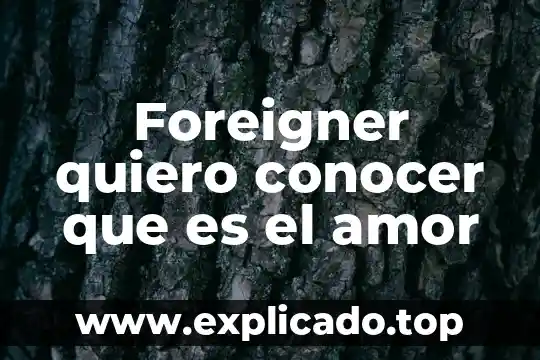 Como descubrir que es lo que quiero en la vida 5 Foreigner quiero conocer que es el amor