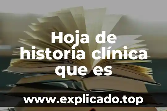Que es la practica clinica de enfermeria 4 Hoja de historia clínica que es