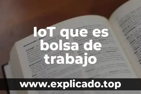 Qué es la bolsa de las aguas 4 IoT que es bolsa de trabajo
