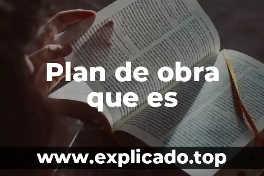 Plan de obra que es