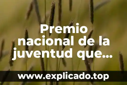 Qué es la jornada nacional de los jóvenes 3 Premio nacional de la juventud que es