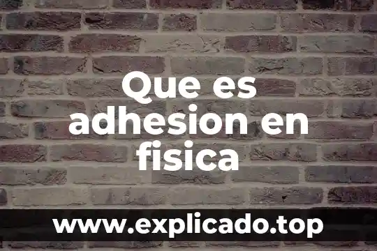 Que es adhesion en fisica