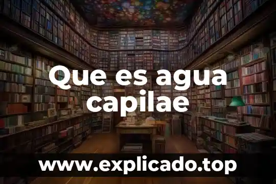 Que es agua capilae