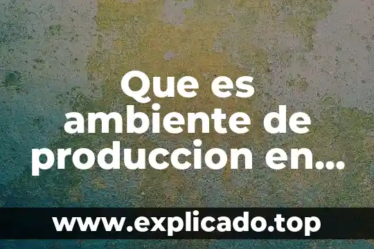 Que es un ari proyecto 5 Que es ambiente de produccion en un proyecto