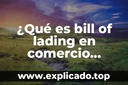 Que es miscelanea del comercio exterior 6 ¿Qué es bill of lading en comercio exterior?