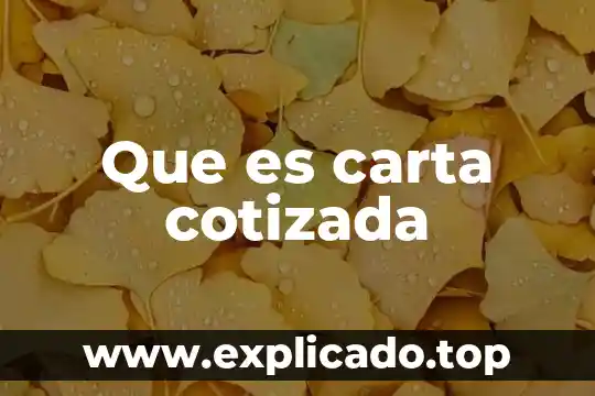 Que es una carta de comercio 8 Que es carta cotizada