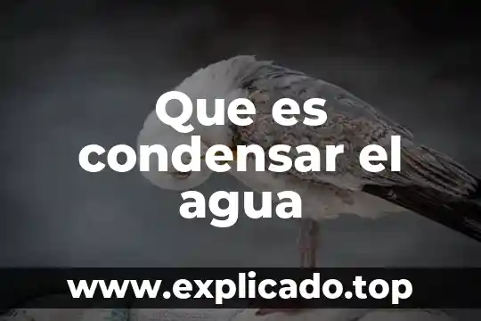 Que es condensar el agua