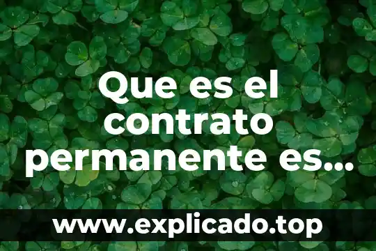 Que es el establecimiento permanente en mexico 3 Que es el contrato permanente es igual a indeterminado