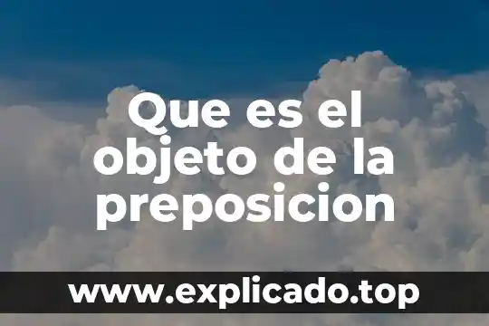 Que es un plan medico 8 Que es el objeto de la preposicion
