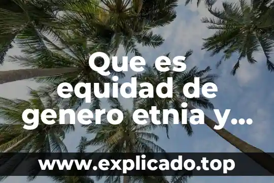 Qué es equidad de género con información 3 Que es equidad de genero etnia y social