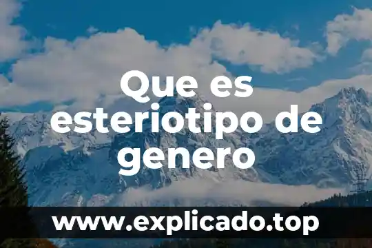 Que es mainstreaming de género 4 Que es esteriotipo de genero