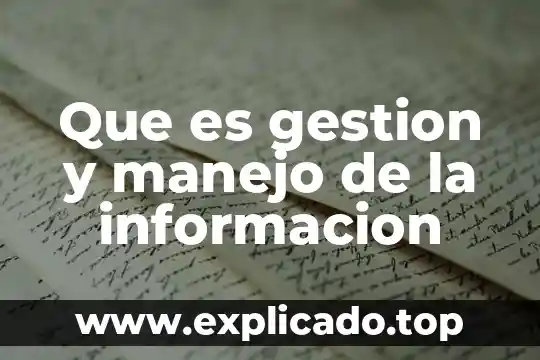 Gestión sustentable que es 3 Que es gestion y manejo de la informacion