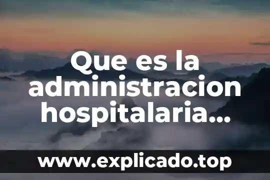 FDP en programación que es 5 Que es la administracion hospitalaria egresos y ingresos