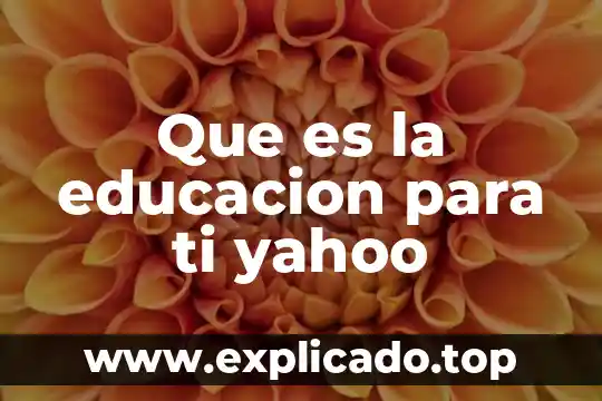 Que es educacion 2020 5 Que es la educacion para ti yahoo