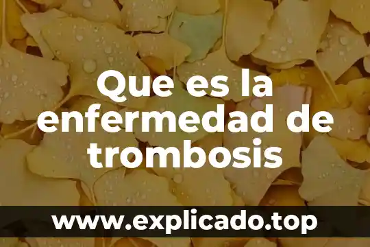 Que es enfermedad cronica degenerativa 4 Que es la enfermedad de trombosis