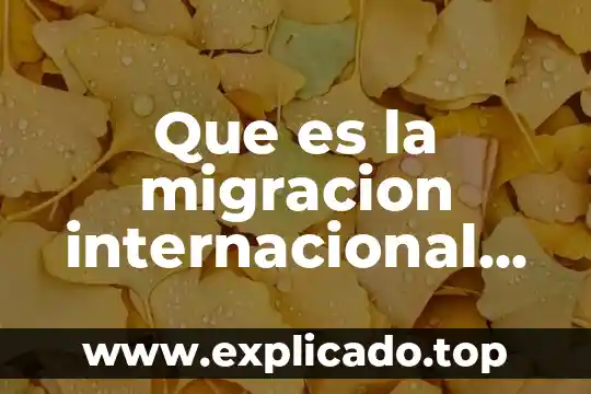 Que es explosion demografica y sus causas 7 Que es la migracion internacional causas y consecuensas