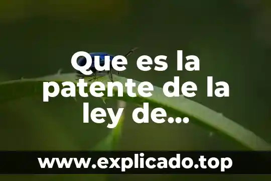 Que es una ley tributaria yahoo 6 Que es la patente de la ley de propiedad industrial