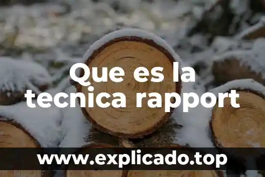 Investiga qué es el rapport y explique con un ejemplo 4 Que es la tecnica rapport