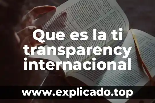 Que es una leyenda internacional 4 Que es la ti transparency internacional