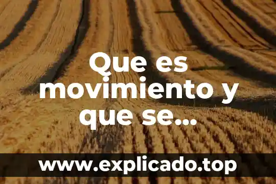 Que es un detectoe de movimiento 7 Que es movimiento y que se involucra con el