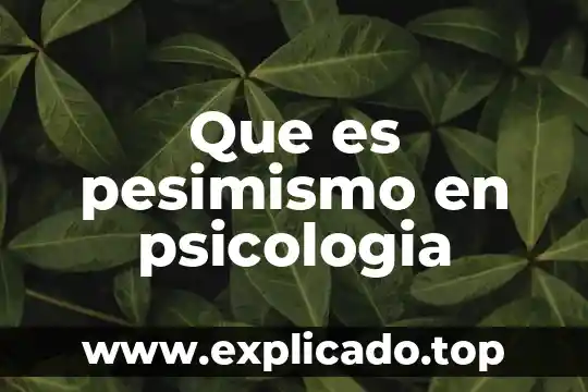 Que es pesimismo en psicologia
