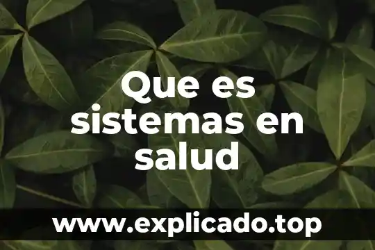Que es sistemas concreto 8 Que es sistemas en salud