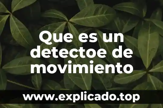 Que es un formulario de movimiento 4 Que es un detectoe de movimiento