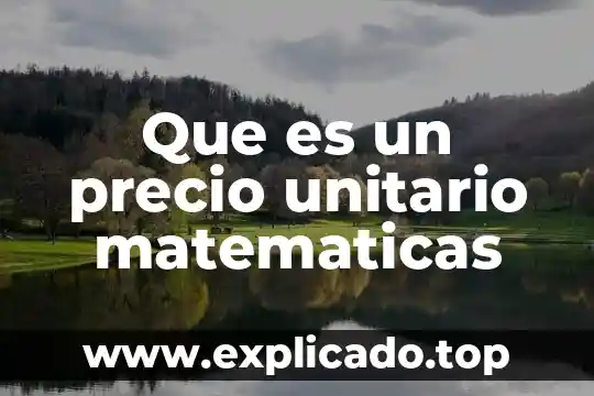 Que es el costo unitario en libros 5 Que es un precio unitario matematicas