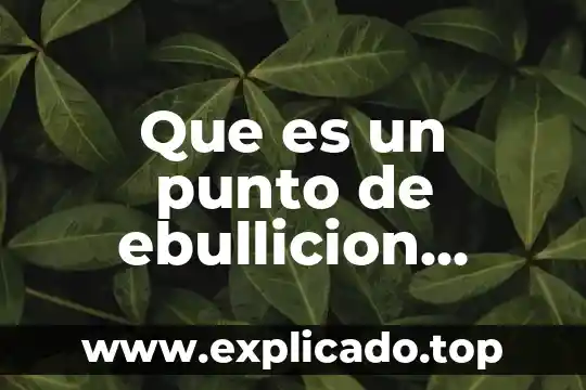 Que es punto de ebullicion del alcohol 6 Que es un punto de ebullicion unam