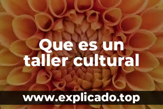 Que es una sona cultural 8 Que es un taller cultural