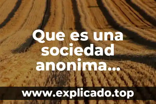 Que es la sociedad anonima yahoo 7 Que es una sociedad anonima mercantil