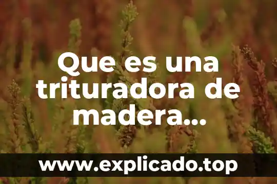 Que es unaanimal industrial 8 Que es una trituradora de madera industrial