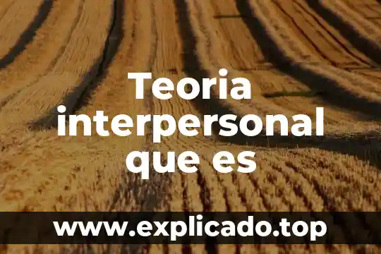 Qué es la comunicación interpersonal directa 4 Teoria interpersonal que es
