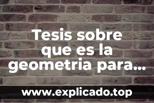 Qué es significa primaria 3 Tesis sobre que es la geometria para primaria